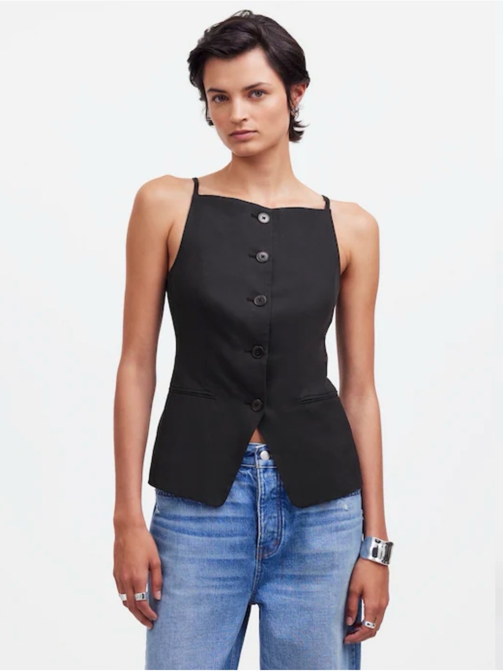 Madewell Square-Neck Vest in Drapey Twill